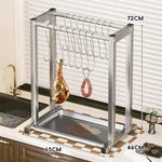 Meat Drying Rack Stainless Steel Adjustable Hooks Removable Drip Tray