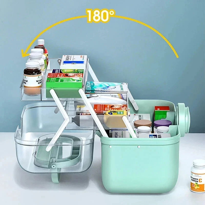 Medicine Storage Organizer ABS Multi-Compartment