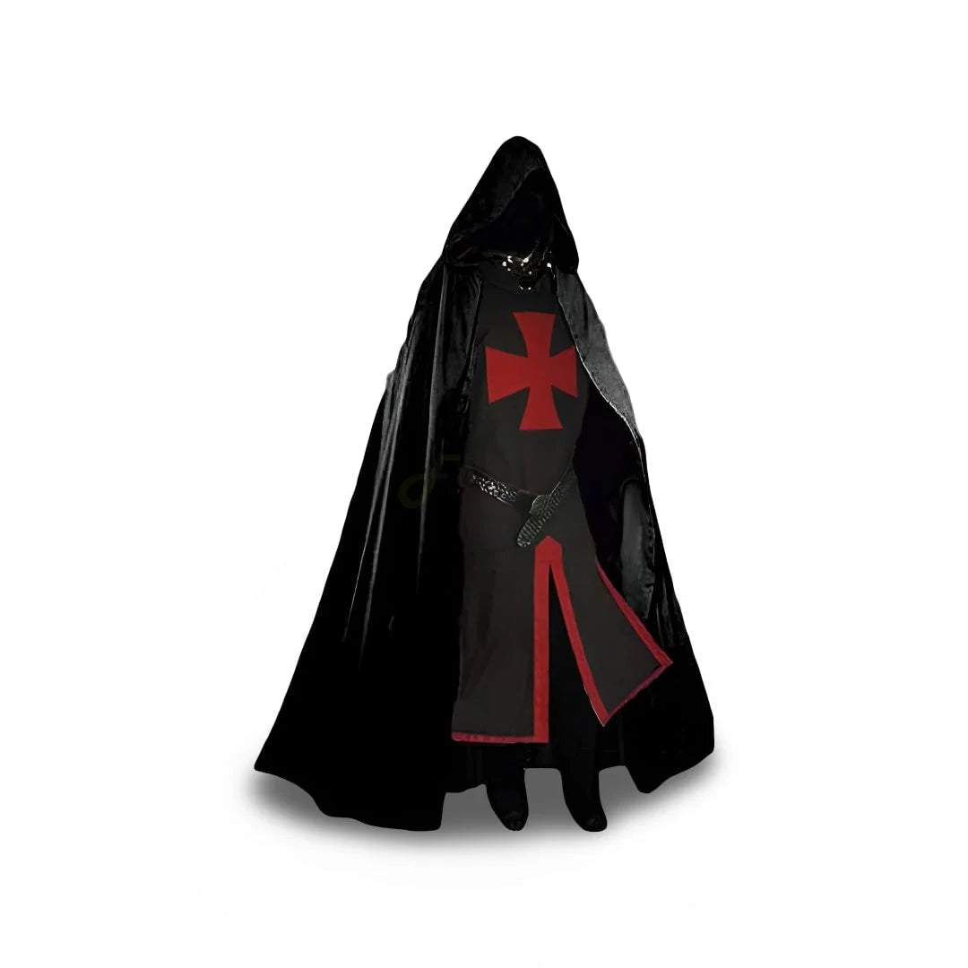 Medieval Knight Costume Templar Cross Design Hooded Cloak Option