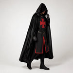 Medieval Knight Costume Templar Cross Tunic Hooded Cloak Option