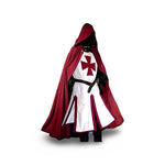 Medieval Knight Costume Templar Cross Tunic Hooded Cloak Option