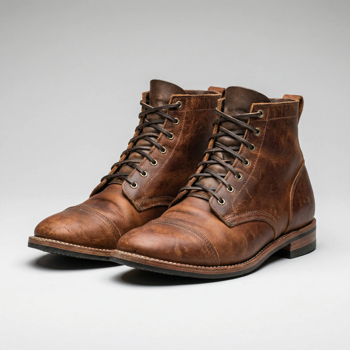 Men’s Ankle Boots Lace-Up Brown Lug Sole