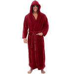 Men's Bathrobe Hooded Plush Machine Washable