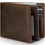 Men’s Bifold Wallet Genuine Leather RFID-Blocking 13 Card Slots