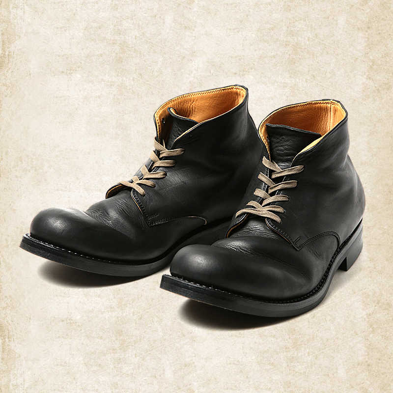 Men's Boots Leather Retro Lace-Up Non-Slip Sole