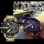 Men's Chronograph Watch Stainless Steel Quartz Movement Water-Resistant