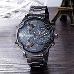 Men's Chronograph Watch Stainless Steel Quartz Movement Water-Resistant