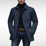 Men’s Coat Mid-Length Button-Front Turn-Down Collar