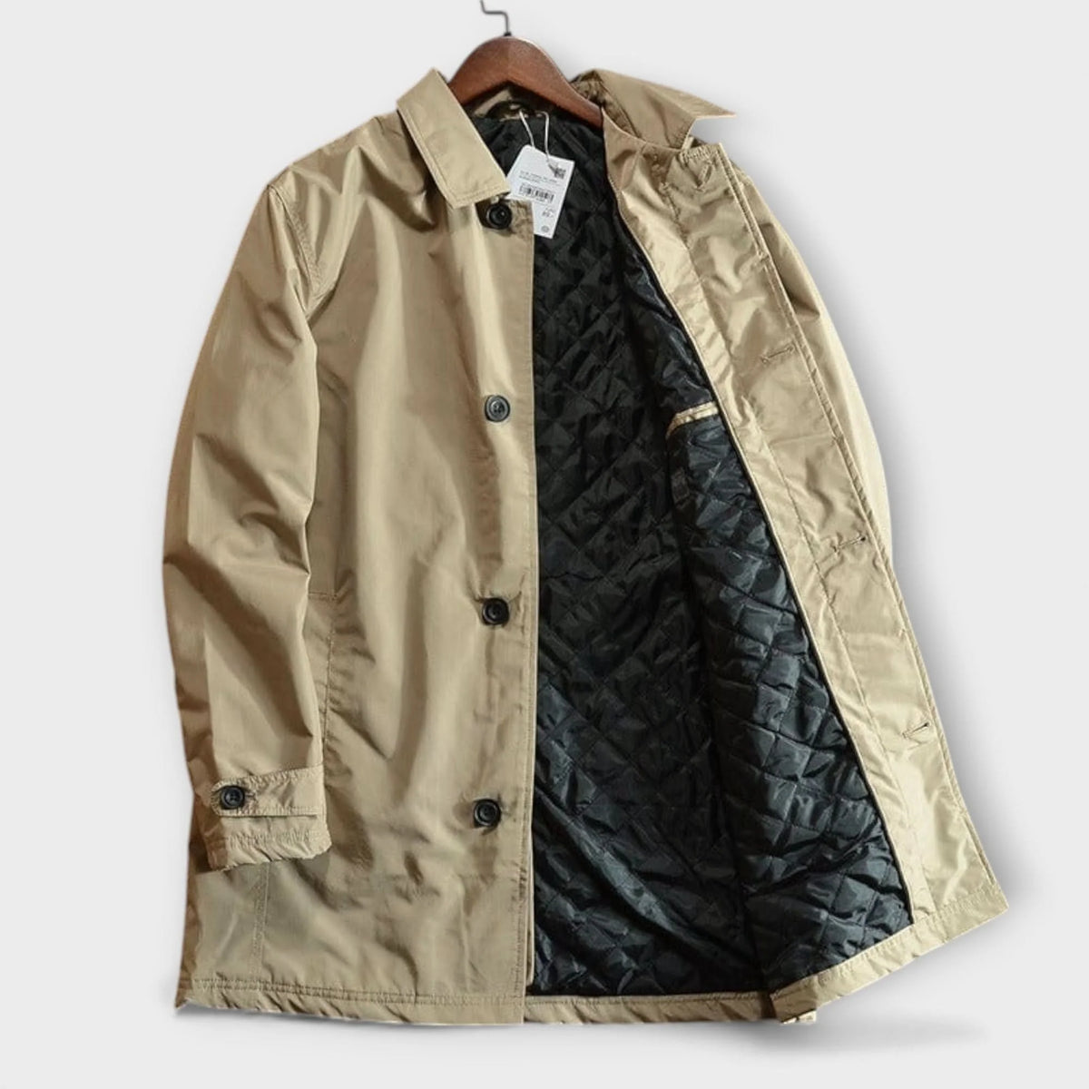 Men’s Coat Mid-Length Button-Front Turn-Down Collar