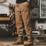Men’s Corduroy Pants Fine-Wale Relaxed Fit Elastic Waistband