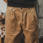 Men’s Corduroy Pants Fine-Wale Relaxed Fit Elastic Waistband