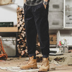 Men’s Corduroy Pants Fine-Wale Relaxed Fit Elastic Waistband