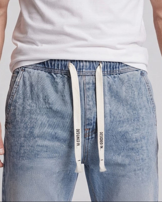 Men’s Denim Pants Loose Fit Cotton Drawstring Waist