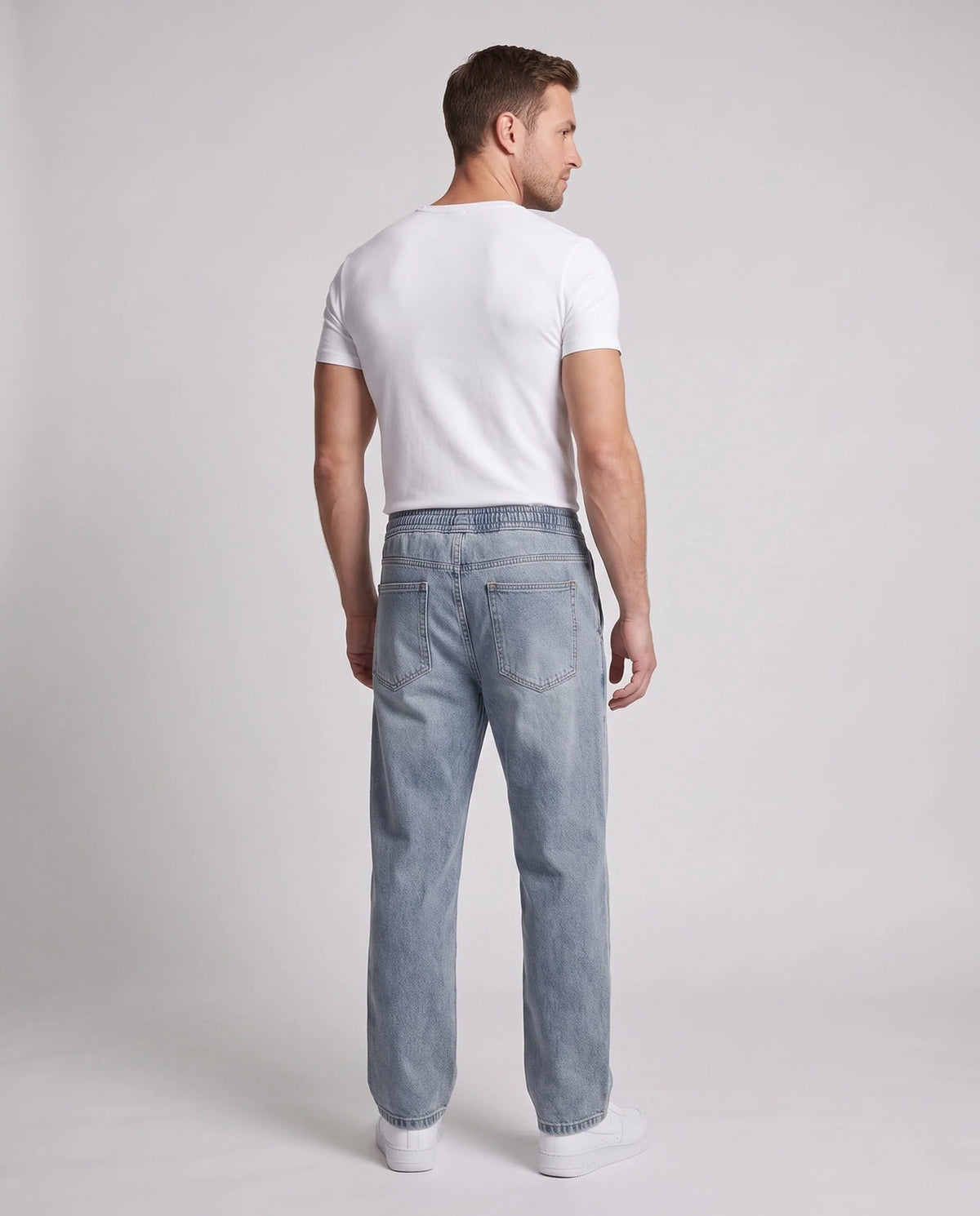 Men’s Denim Pants Loose Fit Cotton Drawstring Waist