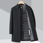 Men's Down Trench Coat Water-Repellent 3/4 Length
