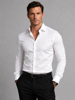 Men’s Dress Shirt Slim Fit Stretch Satin-Look Finish
