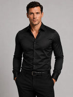 Men’s Dress Shirt Slim Fit Stretch Satin-Look Finish