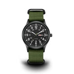 Men's Field Watch Woven Fabric Strap Day-Date Display 24-Hour Dial