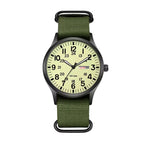 Men's Field Watch Woven Fabric Strap Day-Date Display 24-Hour Dial