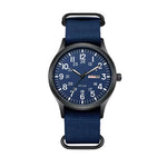 Men's Field Watch Woven Fabric Strap Day-Date Display 24-Hour Dial