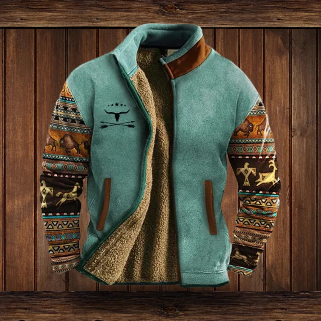 Men's Fleece Jacket Full-Zip High Collar Side Pockets