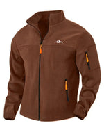 Men’s Fleece Jacket Windproof Stretch Full-Zip Stand Collar