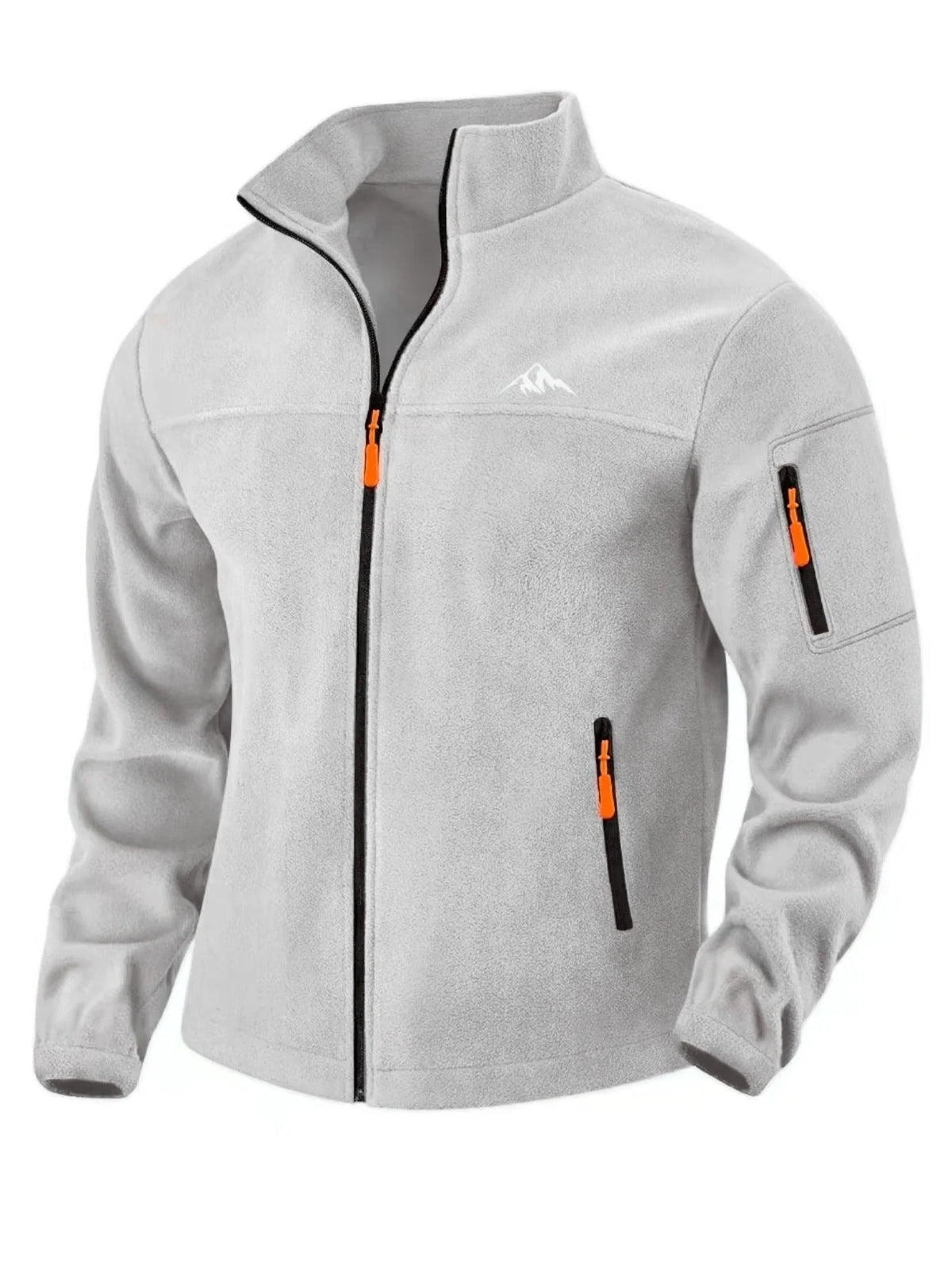 Men’s Fleece Jacket Windproof Stretch Full-Zip Stand Collar