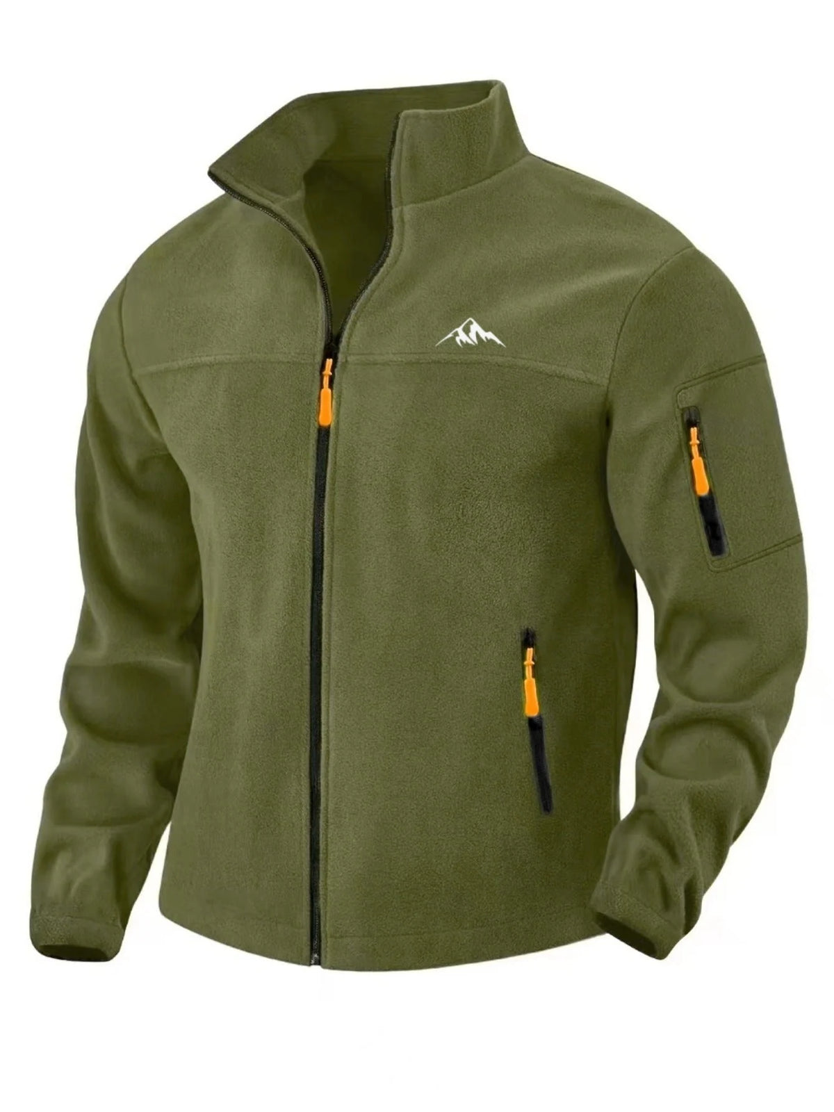 Men’s Fleece Jacket Windproof Stretch Full-Zip Stand Collar