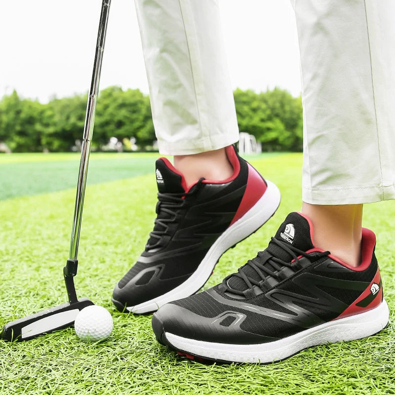 Men's Golf Shoes Water-Resistant Lightweight Copper-Plated Spikes