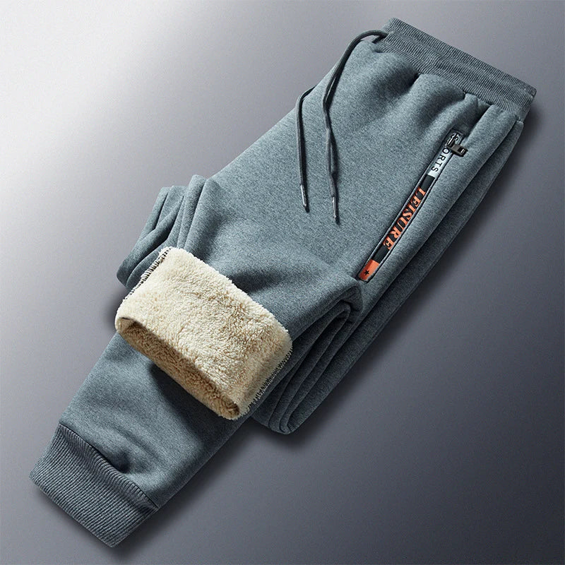 Men’s Joggers Teddy Fleece Lined Wind-Resistant Zipper Pockets