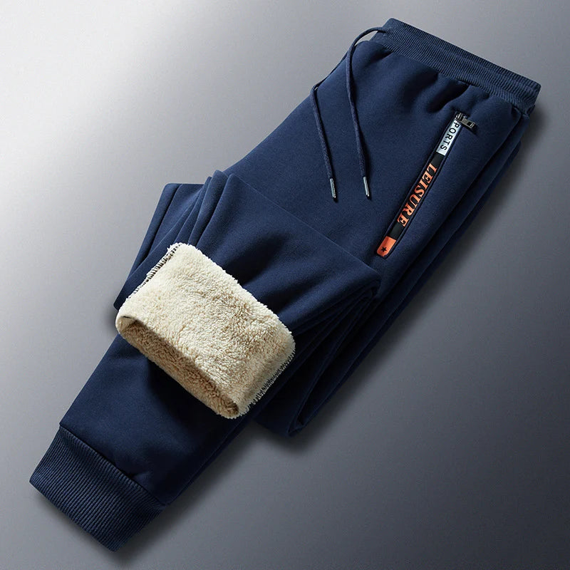 Men’s Joggers Teddy Fleece Lined Wind-Resistant Zipper Pockets