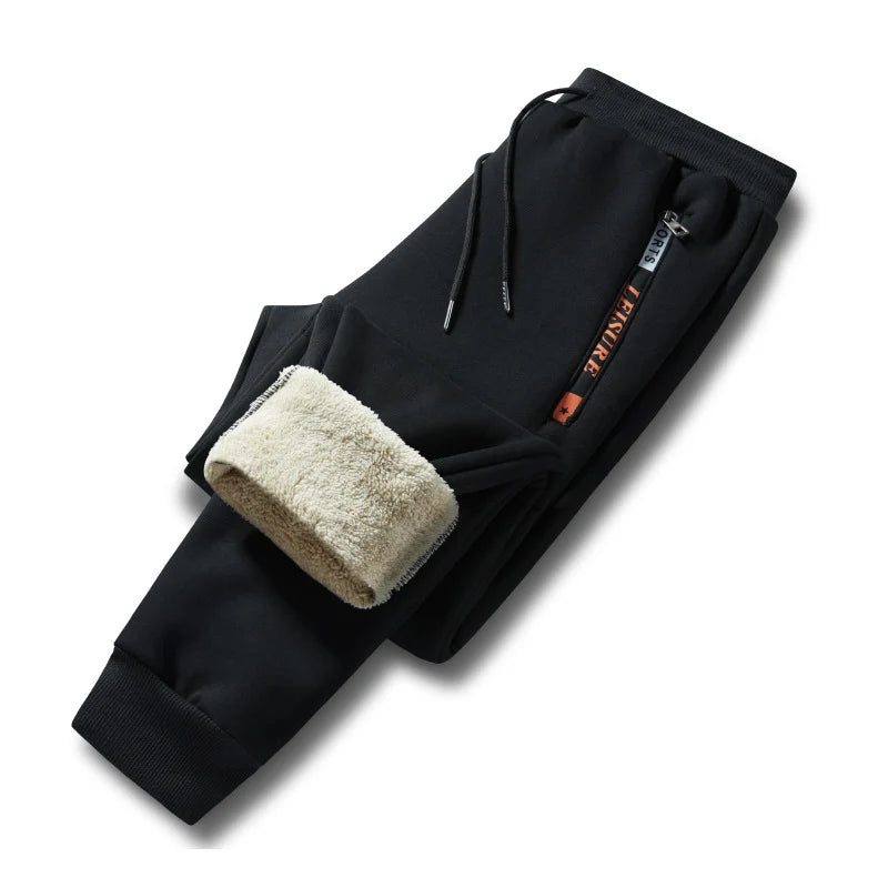Men’s Joggers Teddy Fleece Lined Wind-Resistant Zipper Pockets