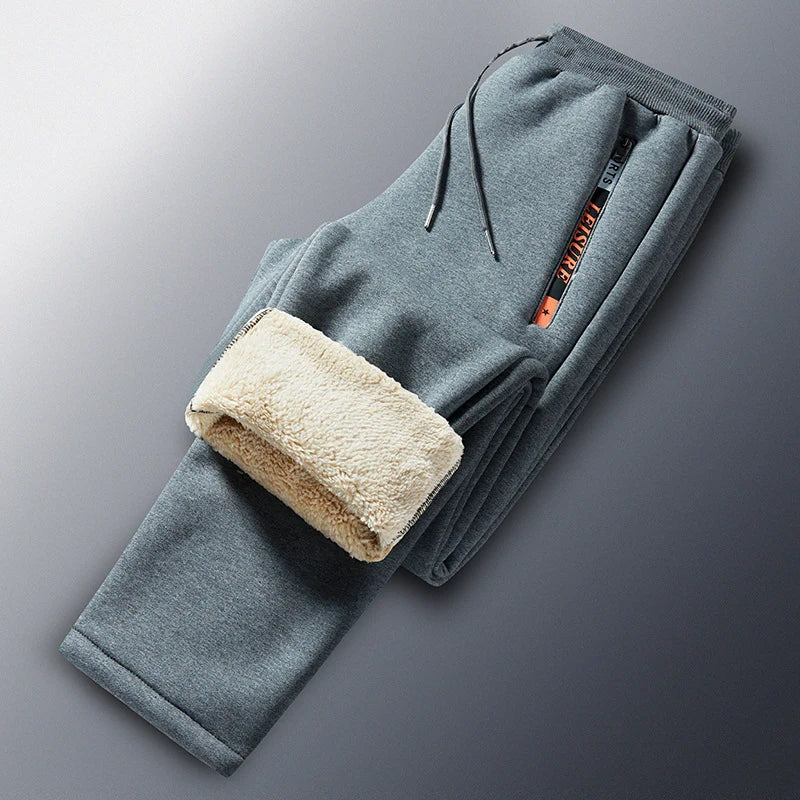 Men’s Joggers Teddy Fleece Lined Wind-Resistant Zipper Pockets