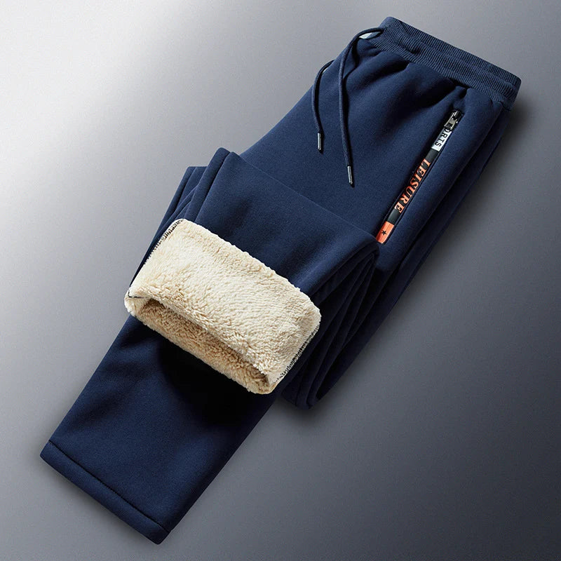 Men’s Joggers Teddy Fleece Lined Wind-Resistant Zipper Pockets