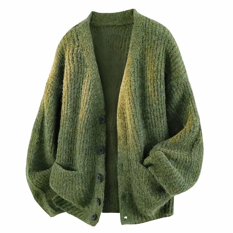 Men’s Knit Cardigan V-Neck Button Front Relaxed Fit Cozy Warmth