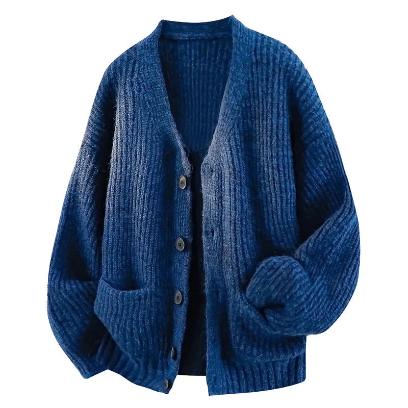 Men’s Knit Cardigan V-Neck Button Front Relaxed Fit Cozy Warmth