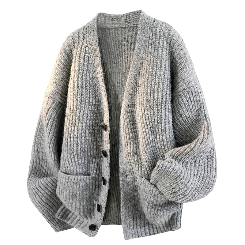 Men’s Knit Cardigan V-Neck Button Front Relaxed Fit Cozy Warmth