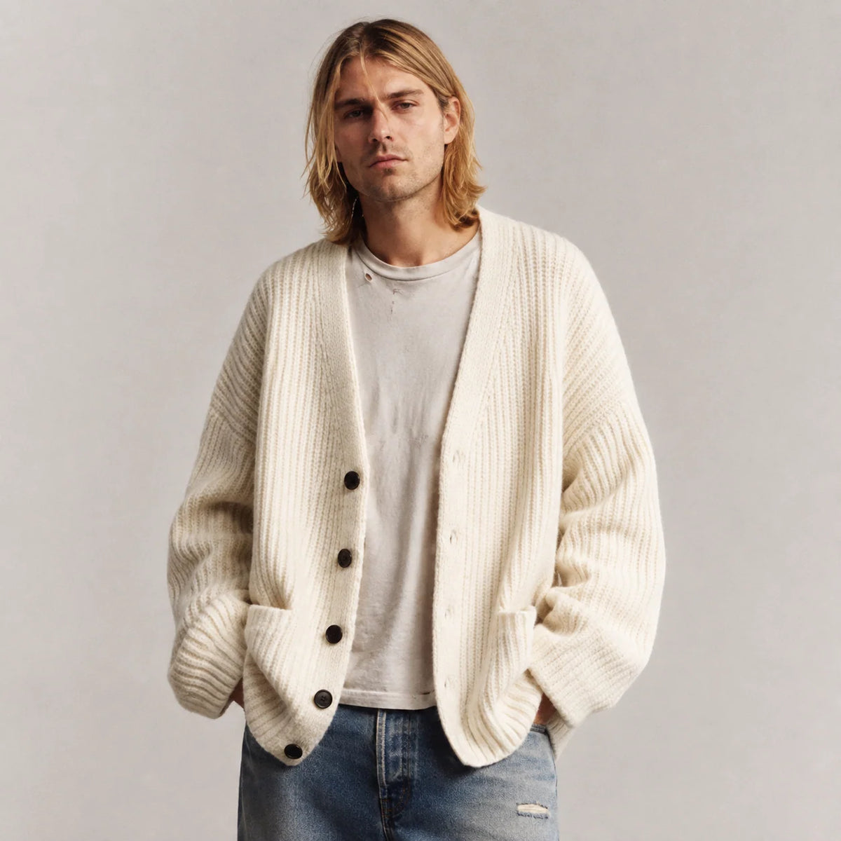 Men’s Knit Cardigan V-Neck Button Front Relaxed Fit Cozy Warmth