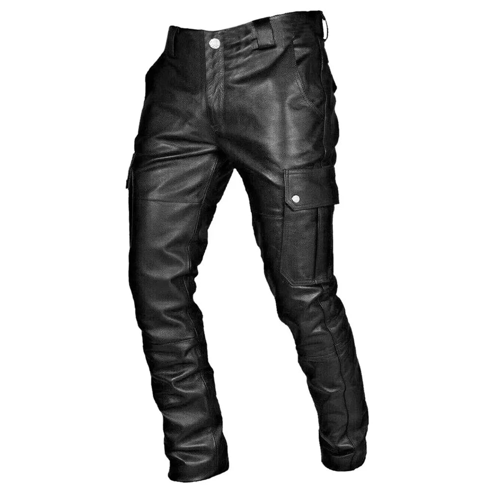 Men’s Leather Pants Genuine Leather Slim Fit Biker Style