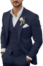 Men's Linen Suit Three-Piece Lightweight Set