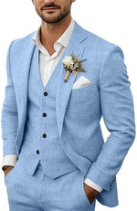Men's Linen Suit Three-Piece Lightweight Set