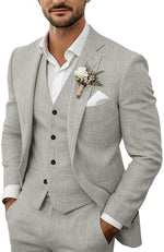 Men's Linen Suit Three-Piece Lightweight Set