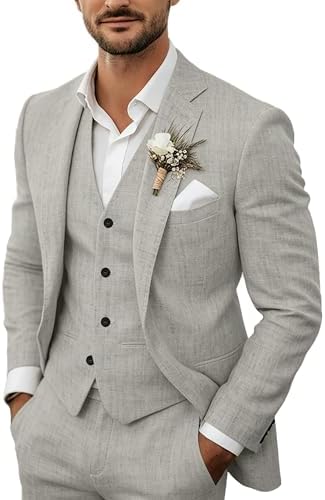 Men's Linen Suit Three-Piece Lightweight Set