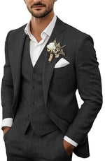 Men's Linen Suit Three-Piece Lightweight Set