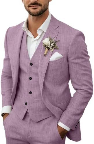 Men's Linen Suit Three-Piece Lightweight Set
