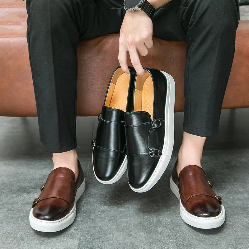 Men’s Loafers Double Monk Strap Cushioned Sole