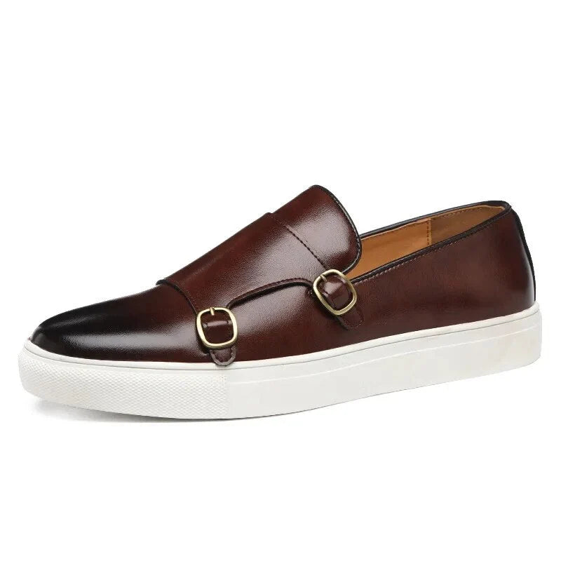 Men’s Loafers Double Monk Strap Cushioned Sole