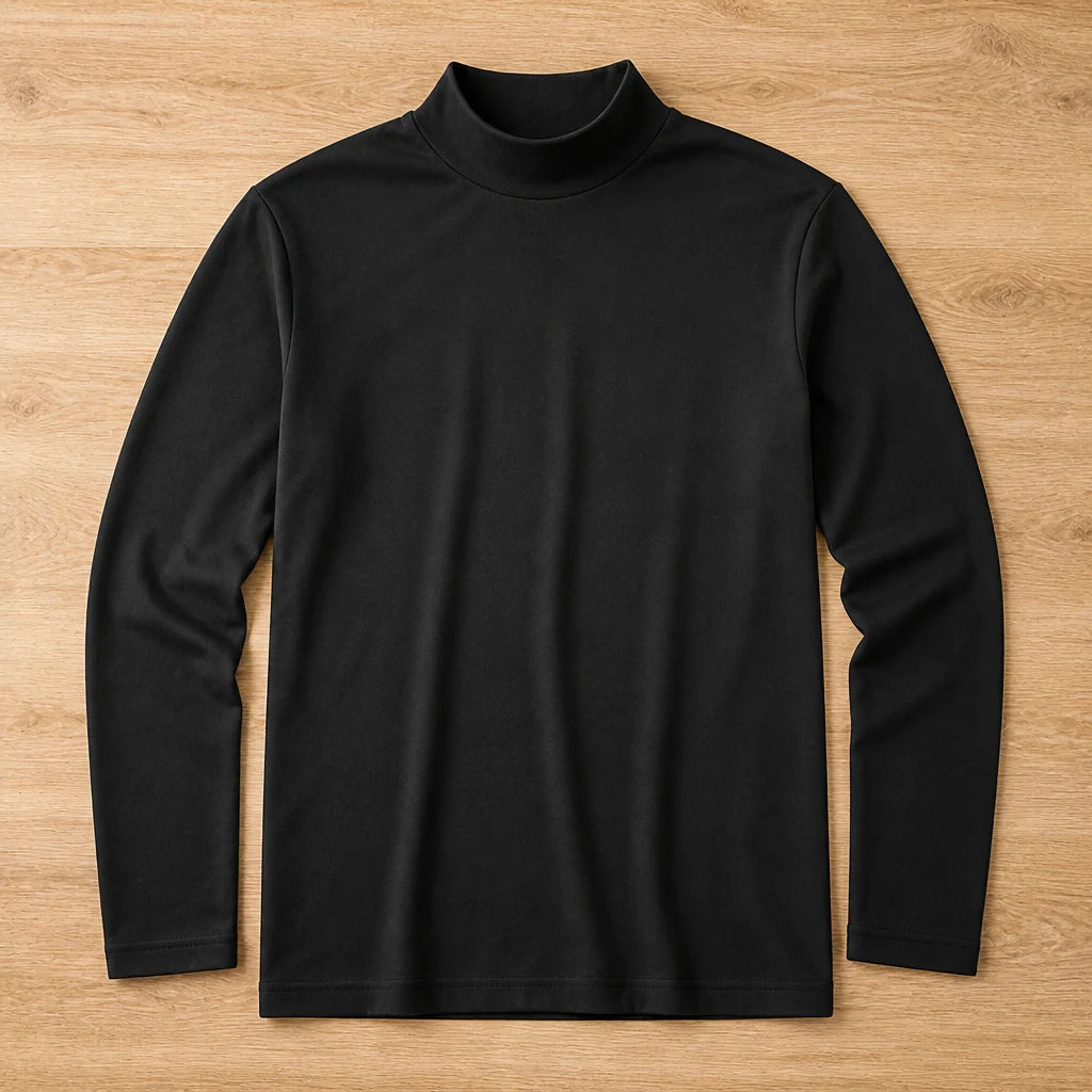 Men’s Long-Sleeve Shirt Slim Fit Fold-Over Stand-Up Collar