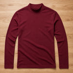 Men’s Long-Sleeve Shirt Slim Fit Fold-Over Stand-Up Collar