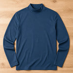 Men’s Long-Sleeve Shirt Slim Fit Fold-Over Stand-Up Collar